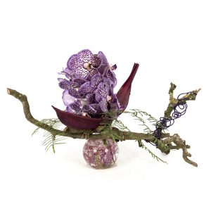 Creatie met perenhout en vanda